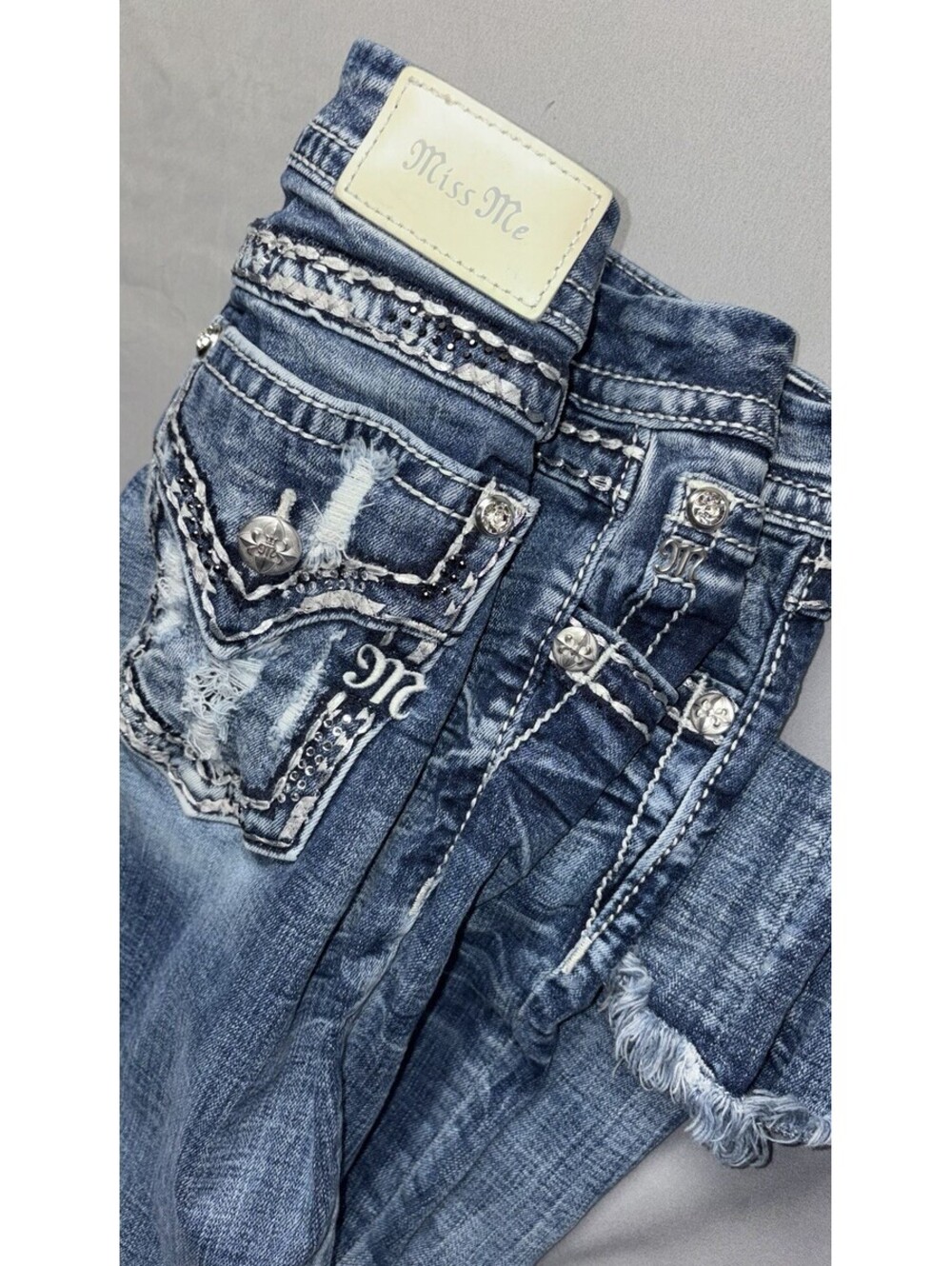 Miss Me High Rise Bootcut Blue Jeans Flare Distressed Size 33 (34x30)